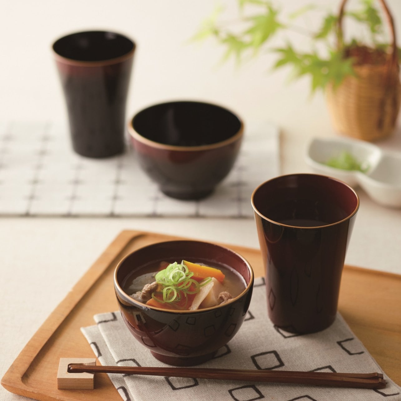 ぼかし塗　汁椀・フリーカップペア