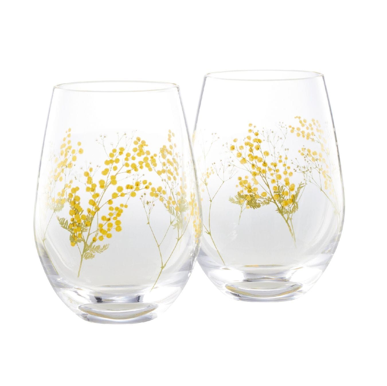 花文 ペアタンブラー（ミモザ柄･かすみ草柄）