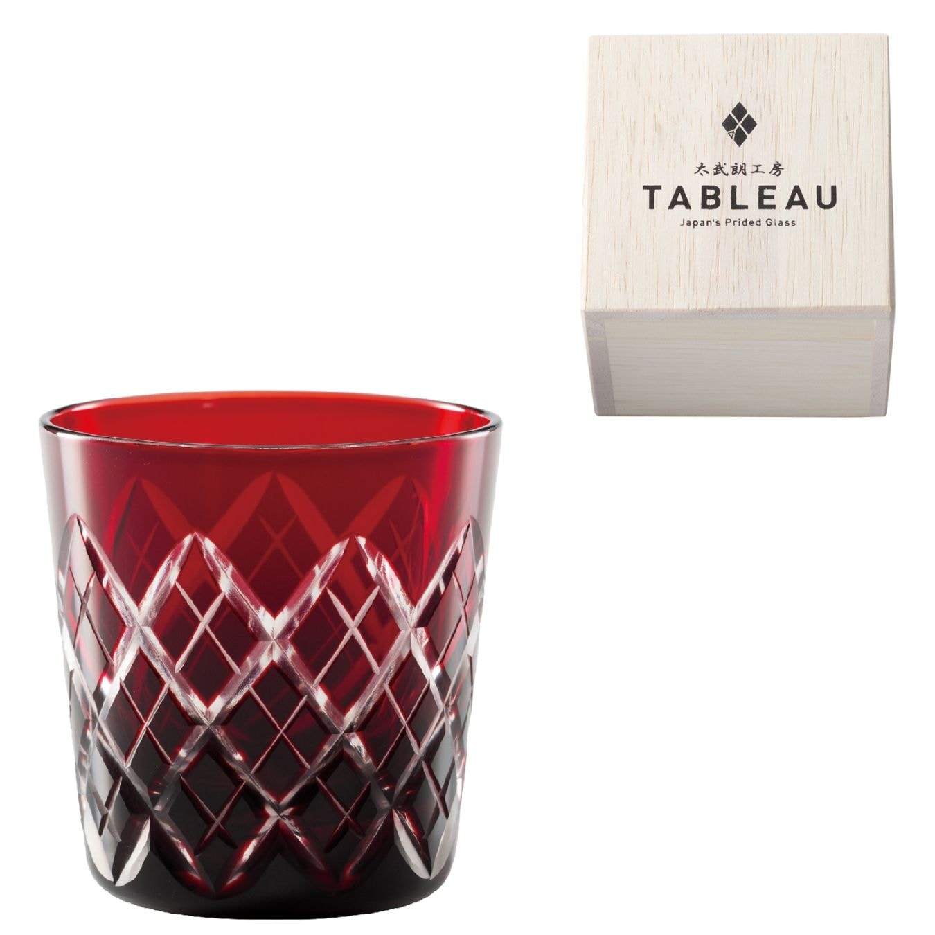 江戸切子 矢来紋 冷酒杯 赤
