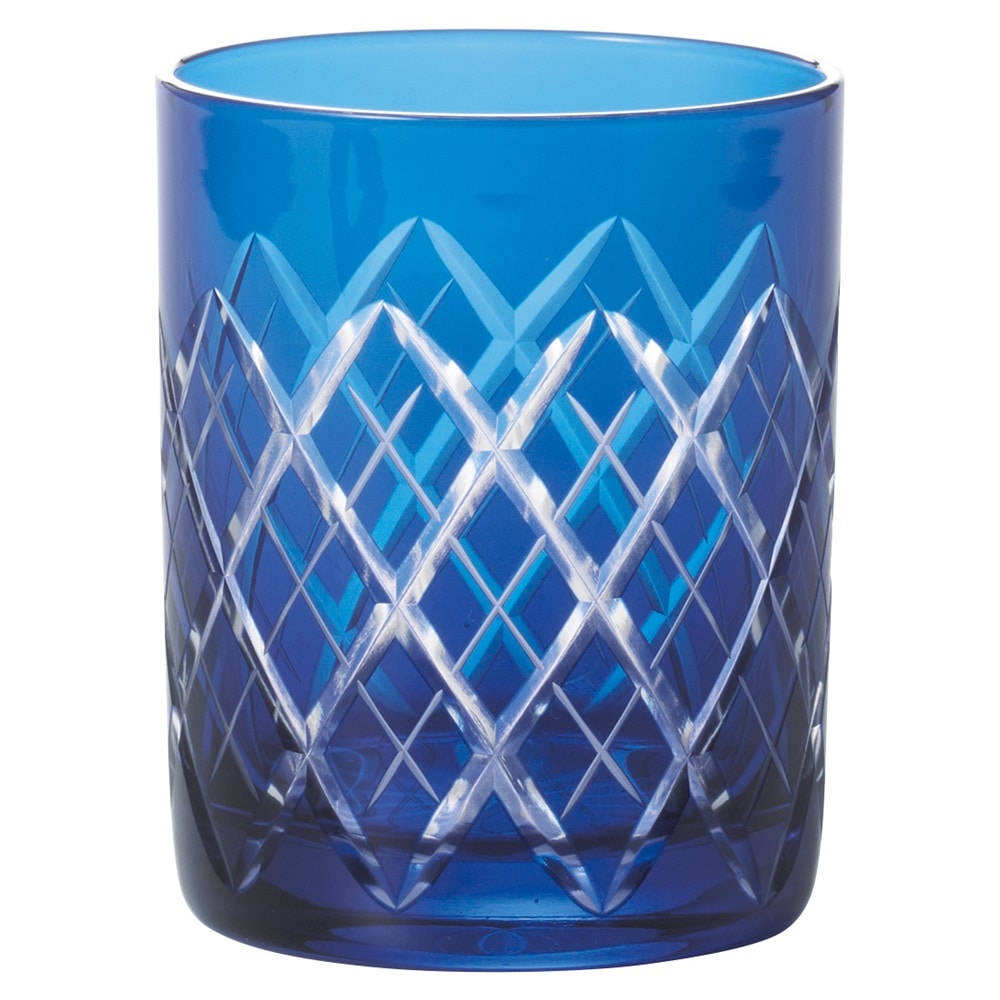 江戸切子 矢来紋 オールドグラス ルリ