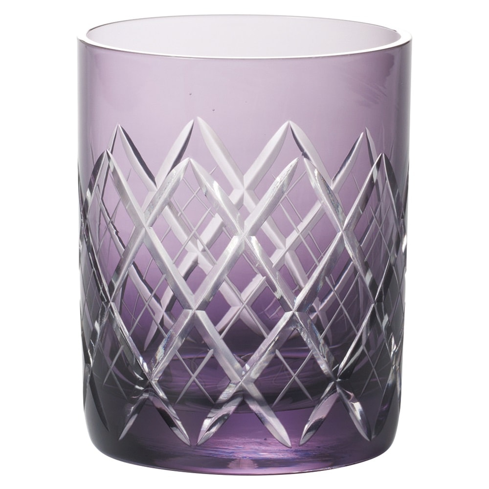 江戸切子 矢来紋 オールドグラス 江戸紫