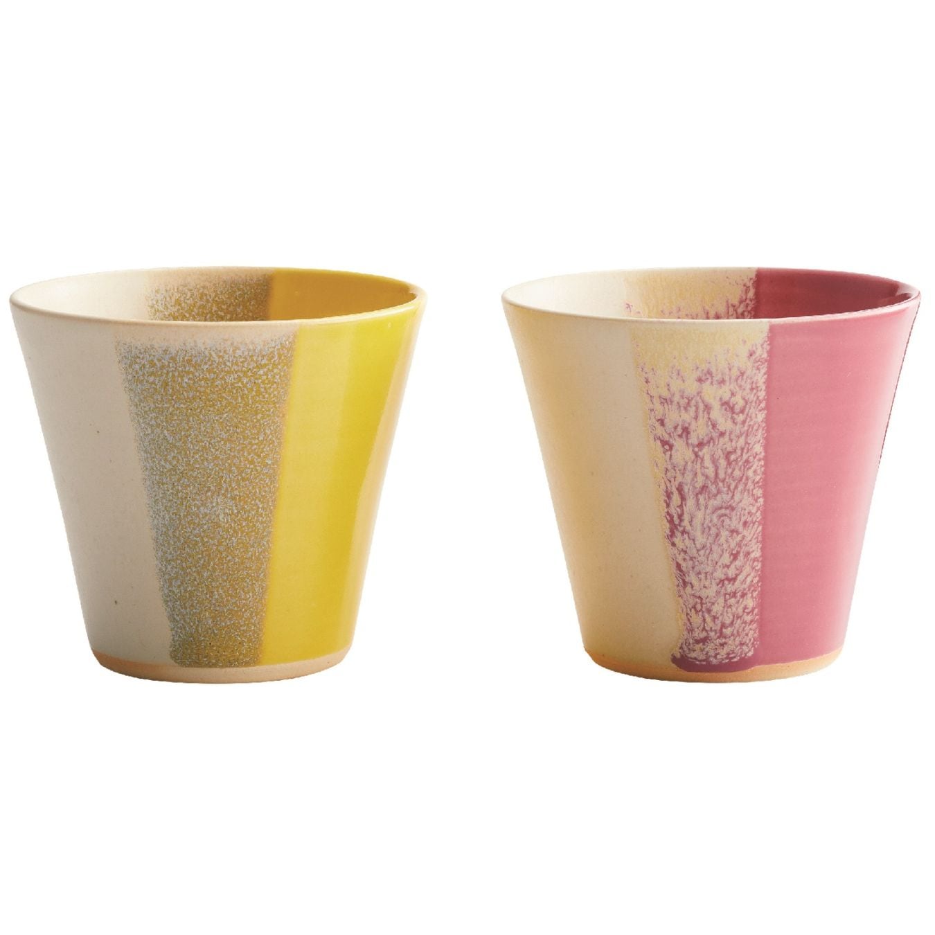 京焼 ペアカップ イエロー×ピンク