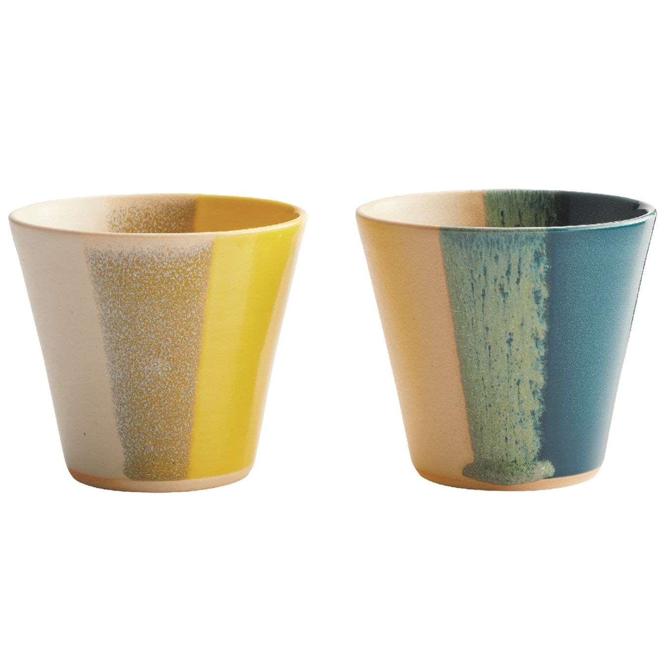 京焼 ペアカップ イエロー×碧