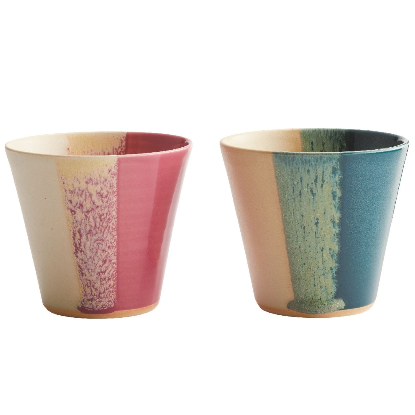 京焼 ペアカップ ピンク×碧
