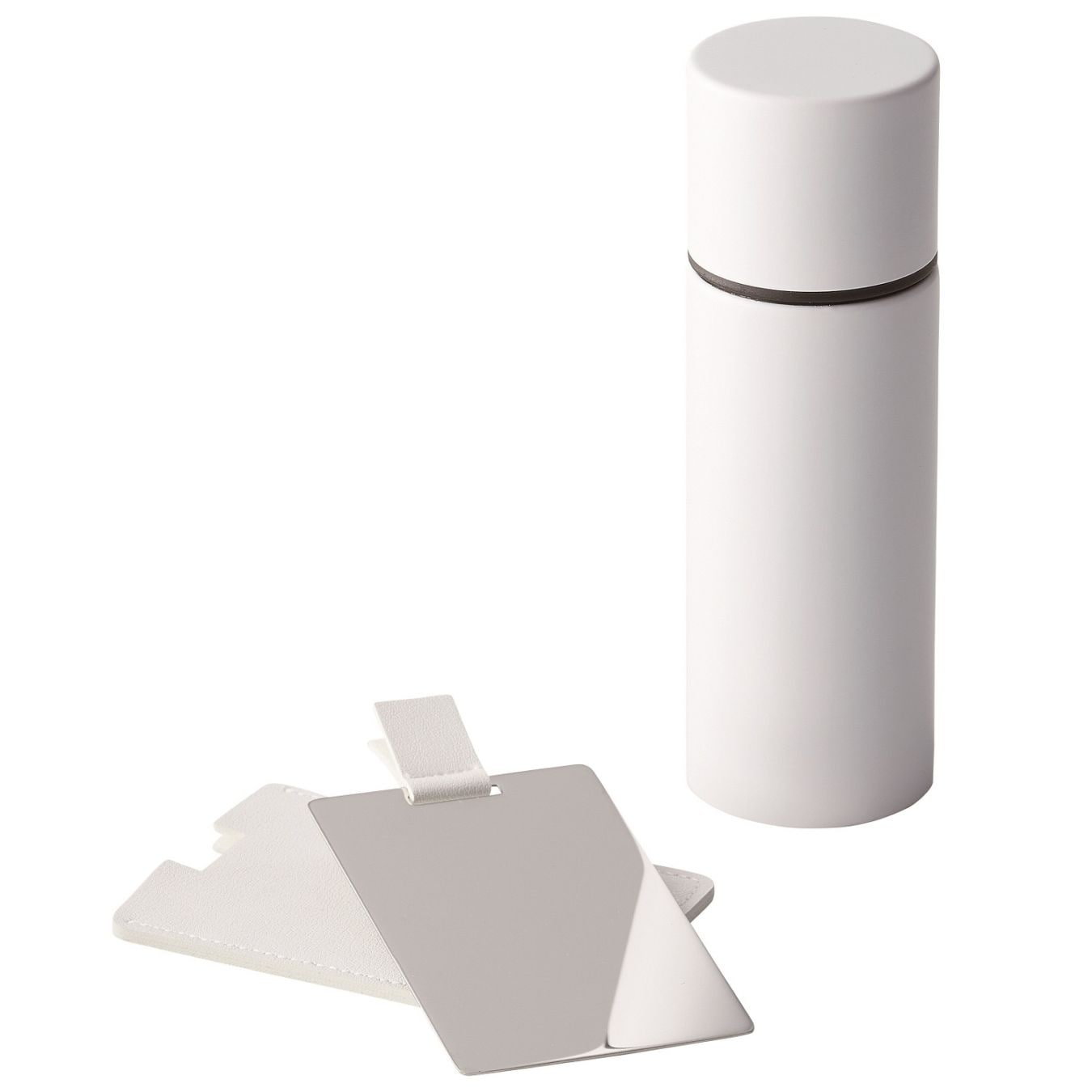 ネーム入ミニボトル&コンパクトミラー ホワイト