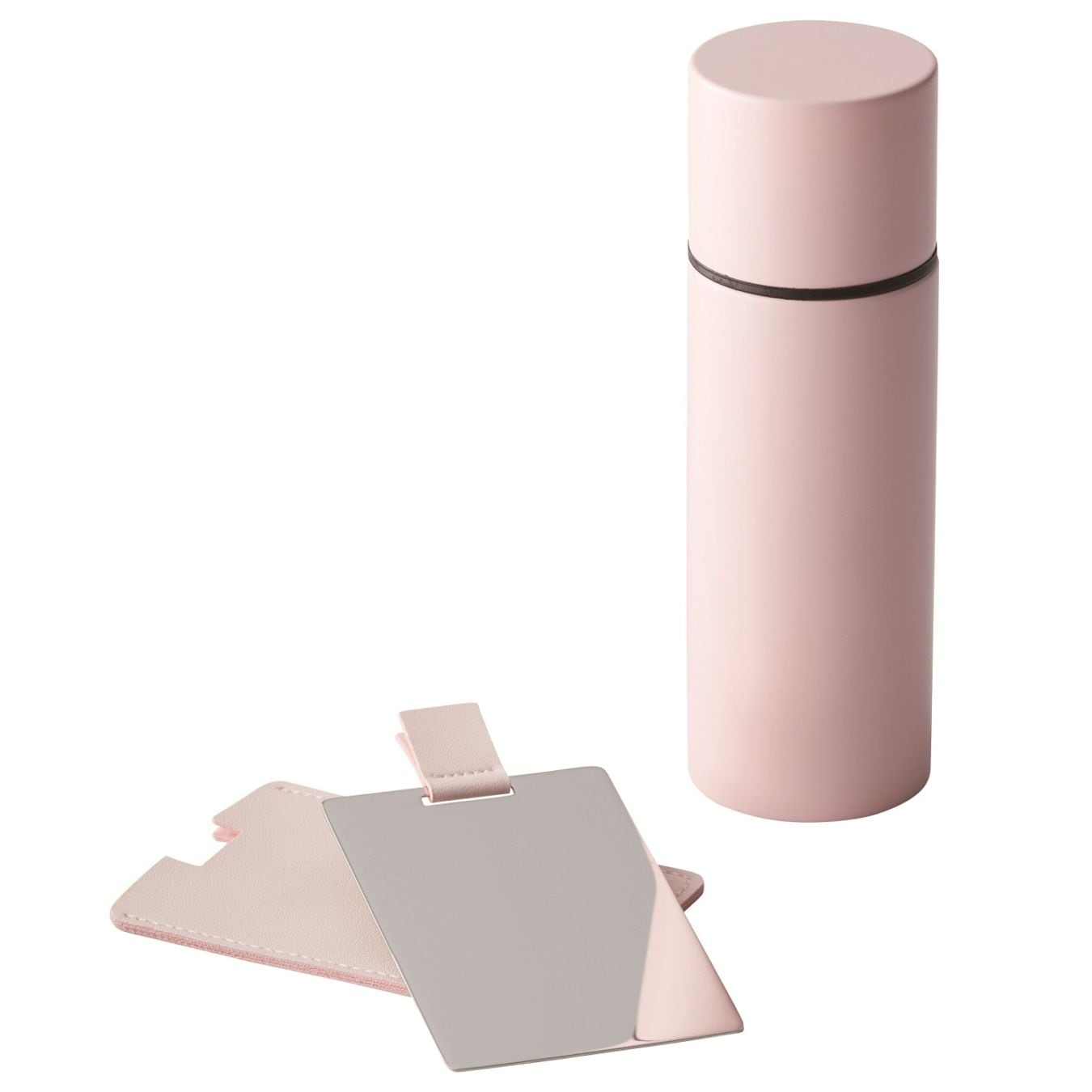 ネーム入ミニボトル&コンパクトミラー ピンク