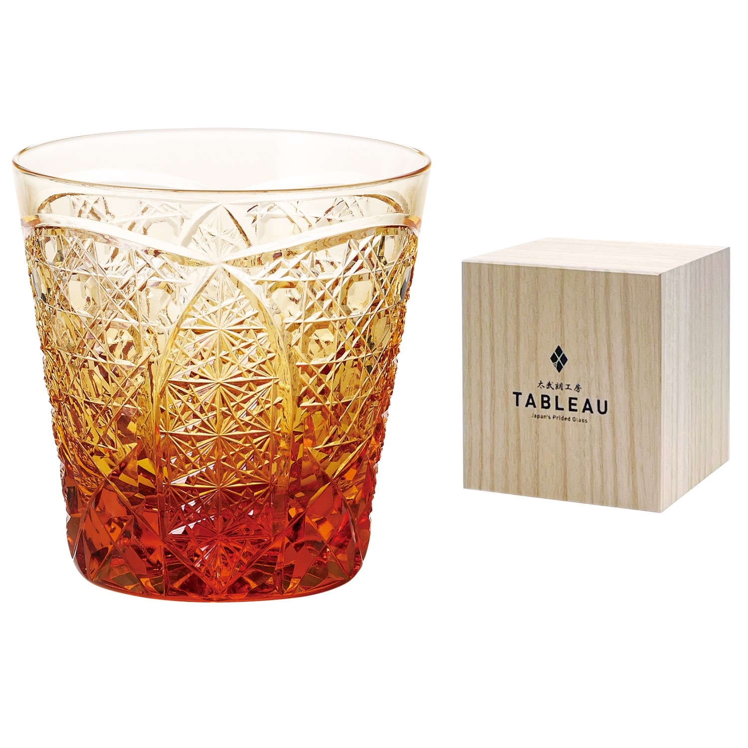 太武朗工房　江戸切子 菊繋ぎに籠目紋 クリスタルグラス