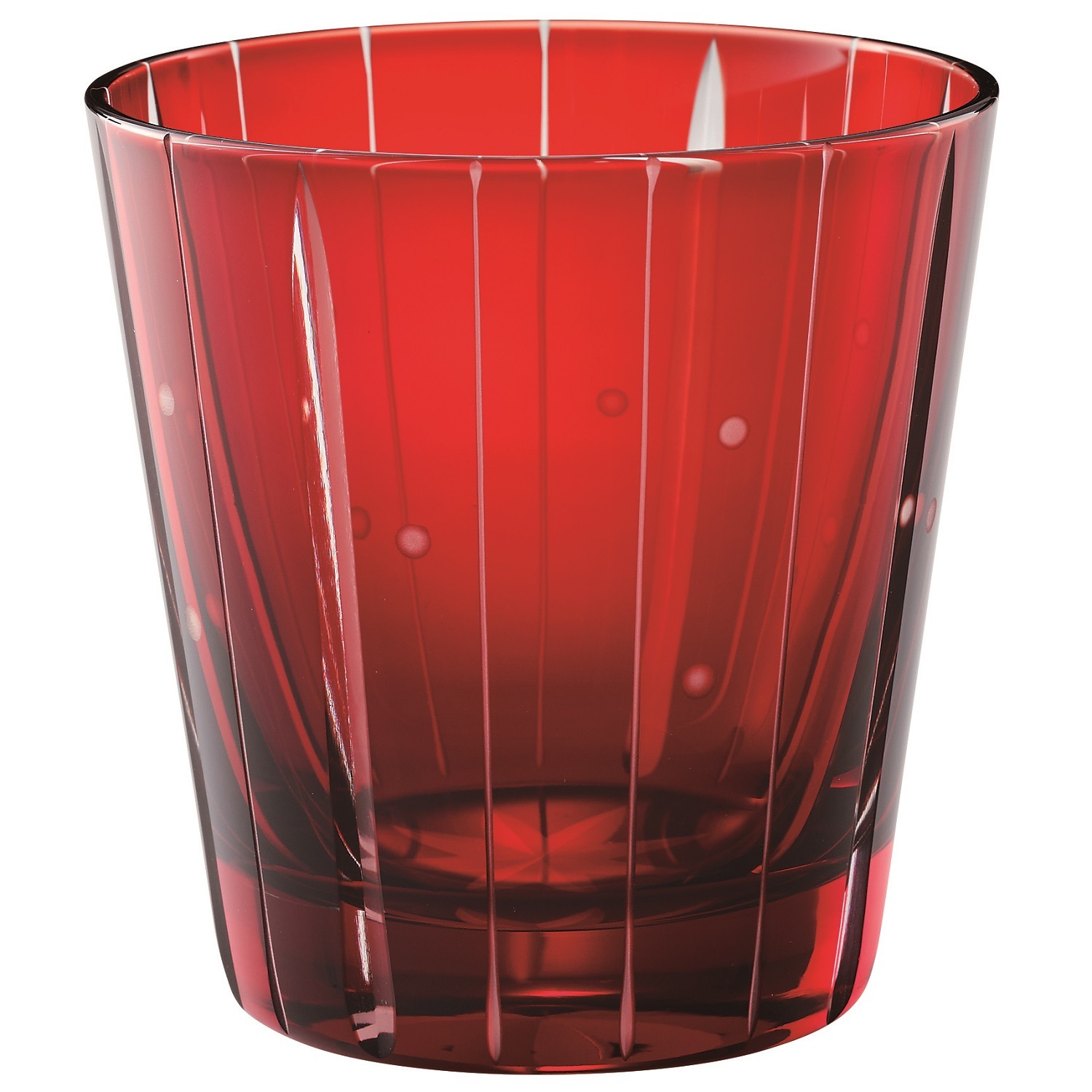 江戸切子 立菱縞紋 天開オールドグラス 赤