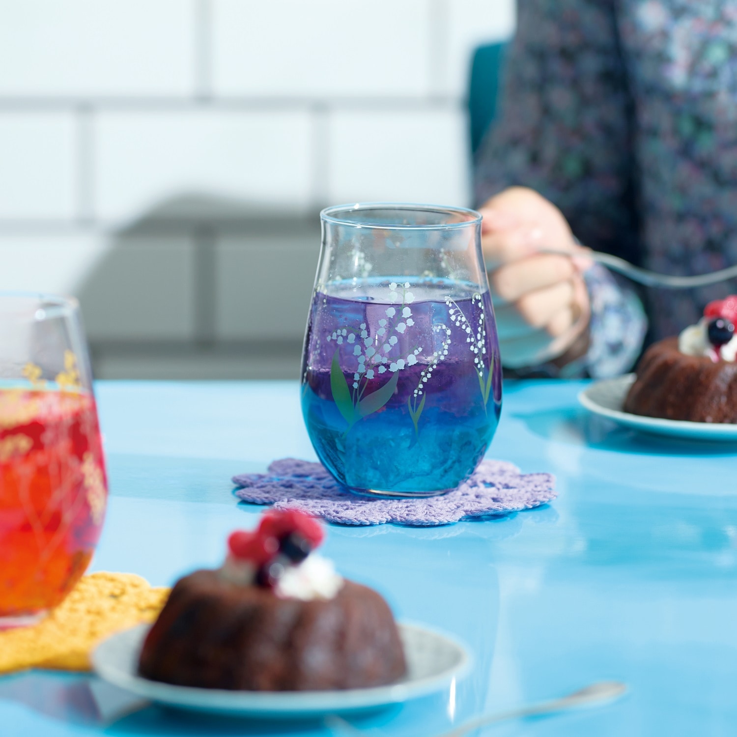 花文 ペアタンブラー（すずらん柄）