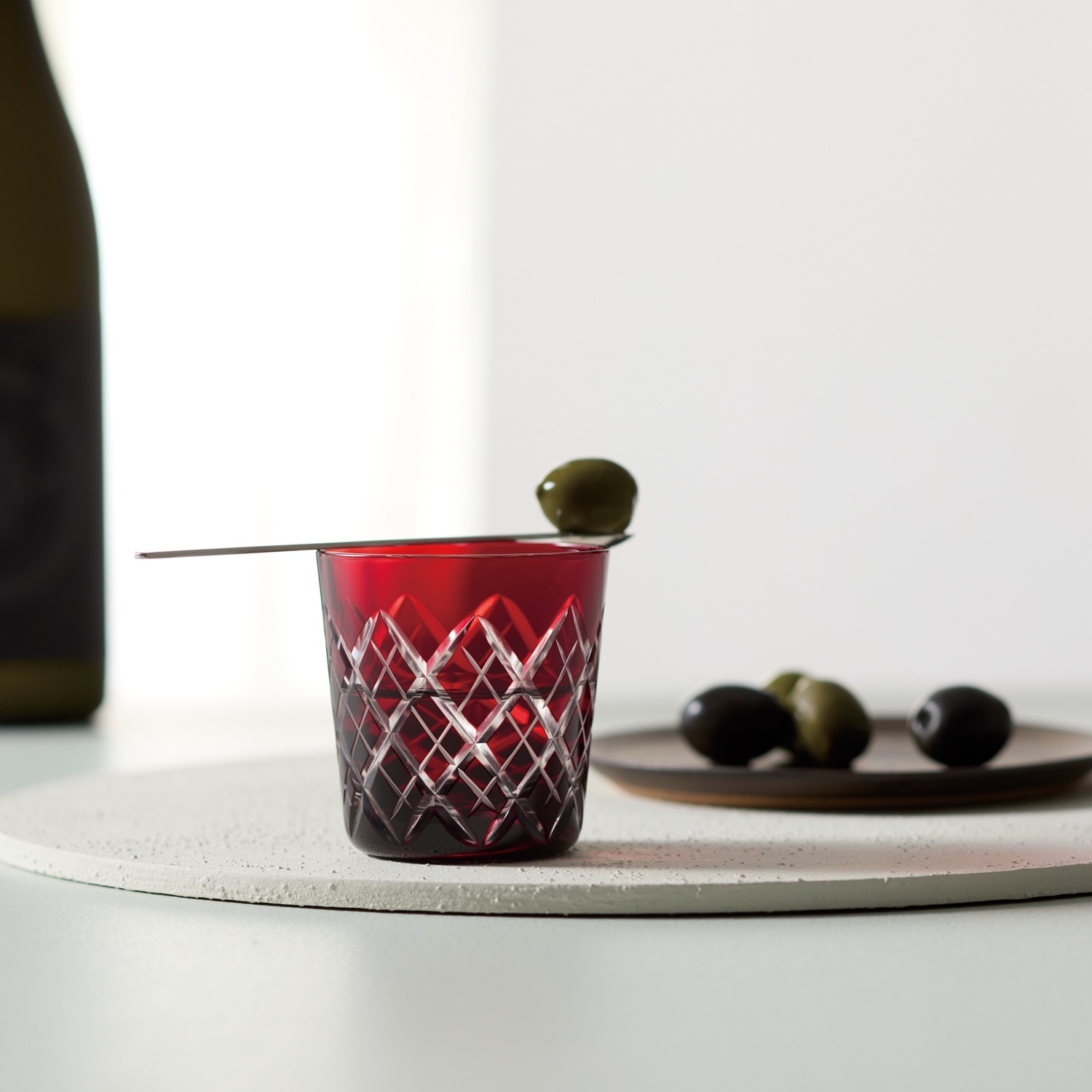 江戸切子 矢来紋 冷酒杯 赤