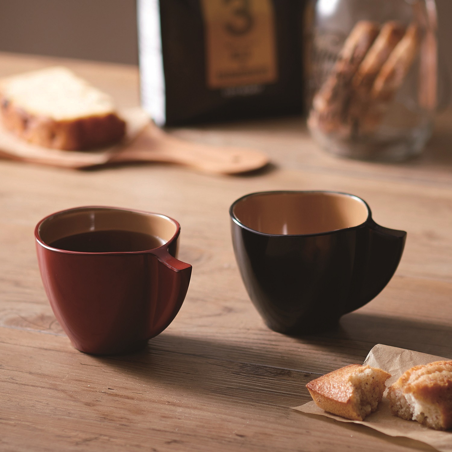 越前塗 珈琲カップペア 朱・黒