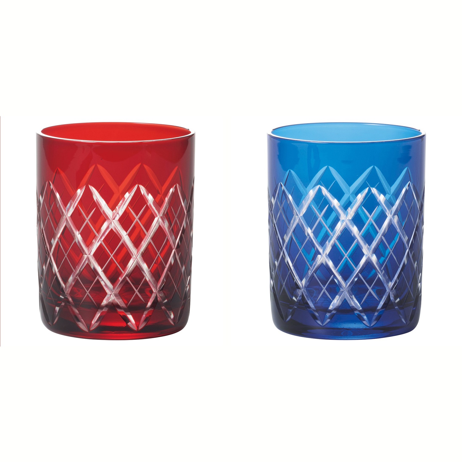 江戸切子 矢来紋 オールドグラスペア