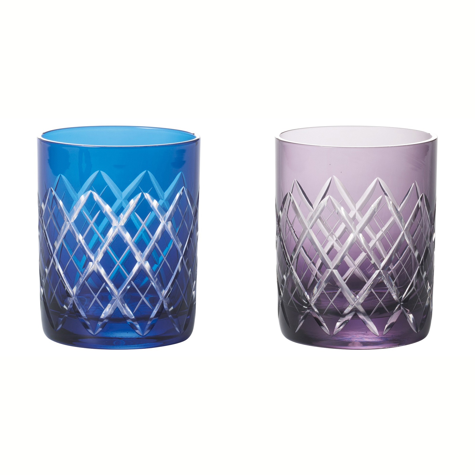 江戸切子 矢来紋 オールドグラスペア