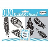 【S】クリアスタンプ＆ステンシルシートセット／フェザー