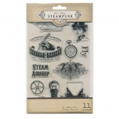 【S】クリアスタンプシートＶ／STEAMPUNK1　（飛行船・貴婦人・タイプライターなど）