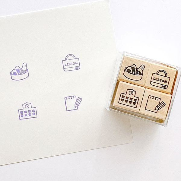 ＃手帳はんこ部４Ｐセット／お弁当・レッスン・学校・メモ