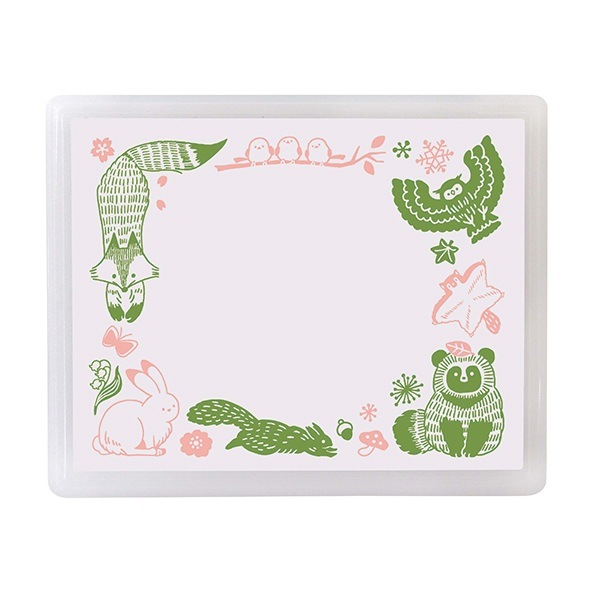 ＫＯＮＯＩＲＯ　ｓｔａｍｐ　インクセット／森の動物・ライトオレンジ＆グリーン
