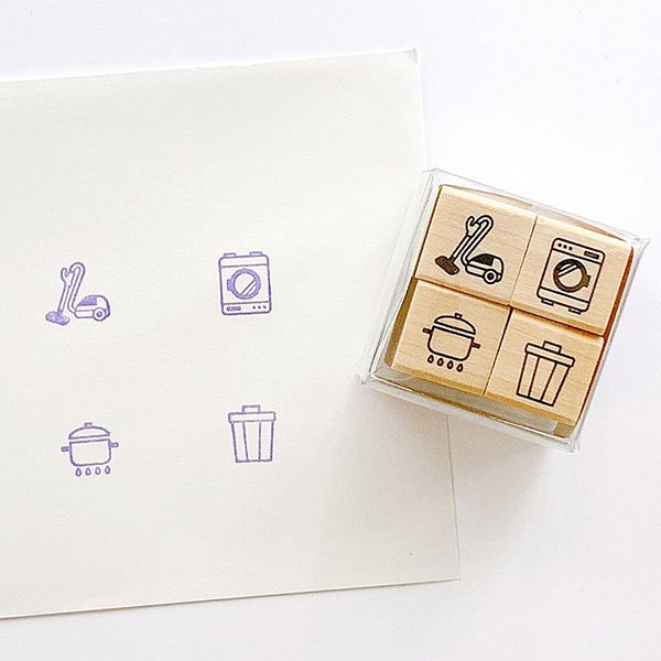 ＃手帳はんこ部４Ｐセット／掃除・洗濯・料理・ゴミ