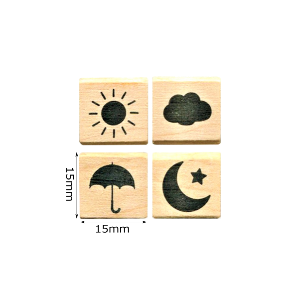 #手帳はんこ部4Pセット/天気4種