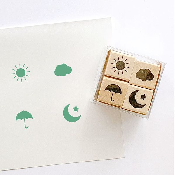 ＃手帳はんこ部４Ｐセット／天気４種