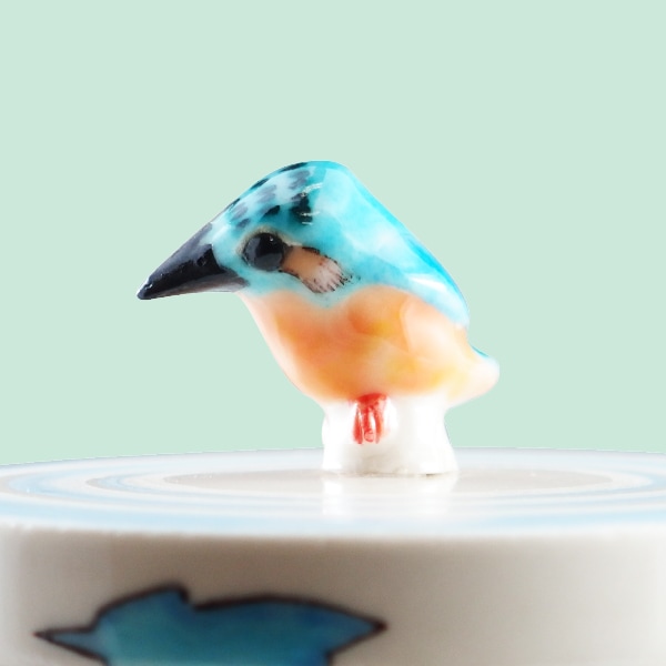 小鳥 練り朱肉入（翡翠） 【スタンプ スタンダード】