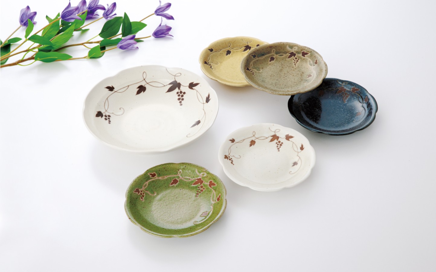 20％OFF】片岡鶴太郎 つたぶどう 5客碗皿(64210)｜【つばさ麗】通販サイト