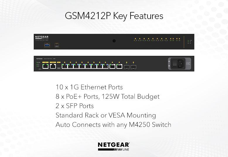 NETGEAR GSM4212P-100AJS PoE+対応(125W) 1Gポート×10 SFPスロット×2 フルマネージスイッチ
