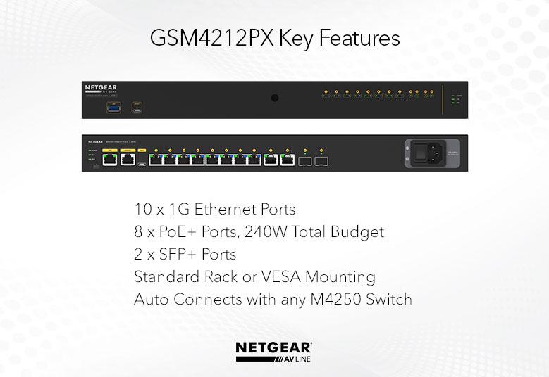 NETGEAR GSM4212PX-100AJS PoE+対応(240W) 1Gポート×10 SFP+スロット×2 フルマネージスイッチ