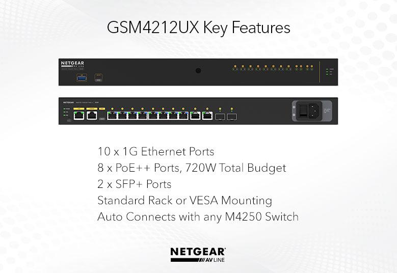 NETGEAR GSM4212UX-100AJS ULTRA90 PoE++対応(720W) 1Gポート×10 SFP+スロット×2 フルマネージスイッチ
