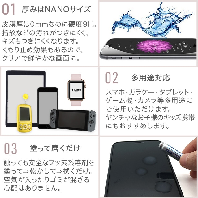 NANO�����ݸ�ե���������̵�����ɤ�վ��ݸ�ե���� ����9H NANO Hi-Tech 9H���饹�ե���� ���ɻ� �����ɻ� �������б� iPhone ���饹�����ƥ���