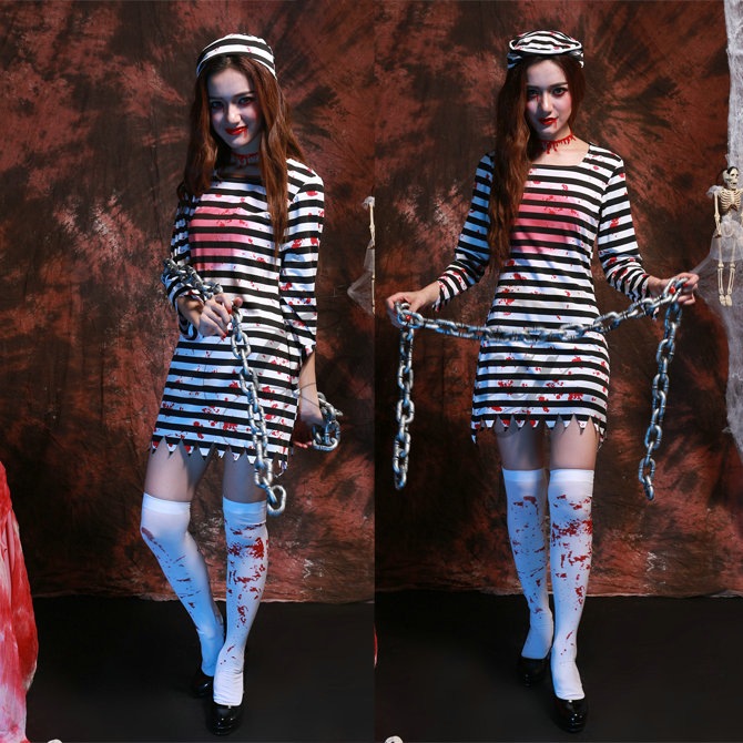 ハロウィン 囚人 囚人服 血まみれ パーティー 仮装 コスプレ衣装