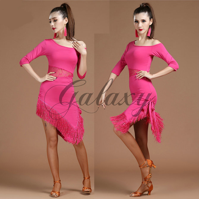 ラテンダンス衣装 社交ダンス ワンピース フリンジ 4色 コスチューム