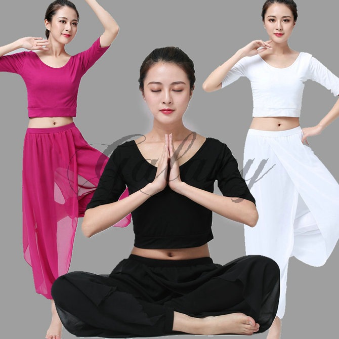 ヨガウエア yoga ヨガ レッスンウエア ルームウェア 3色 シフォン 練習