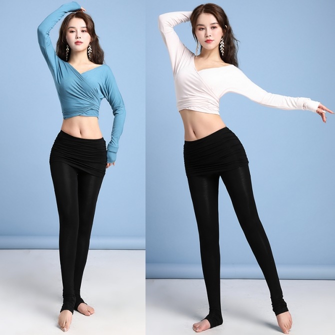 ベリーダンス 社交ダンス 2色 M-XL 上下セット パンツ トレンカ