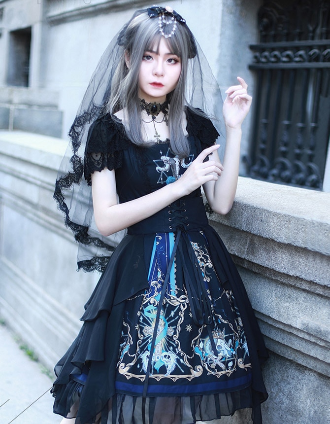 ロリータ ゴスロリ Lolita ミディアム丈 半袖ワンピース レディース
