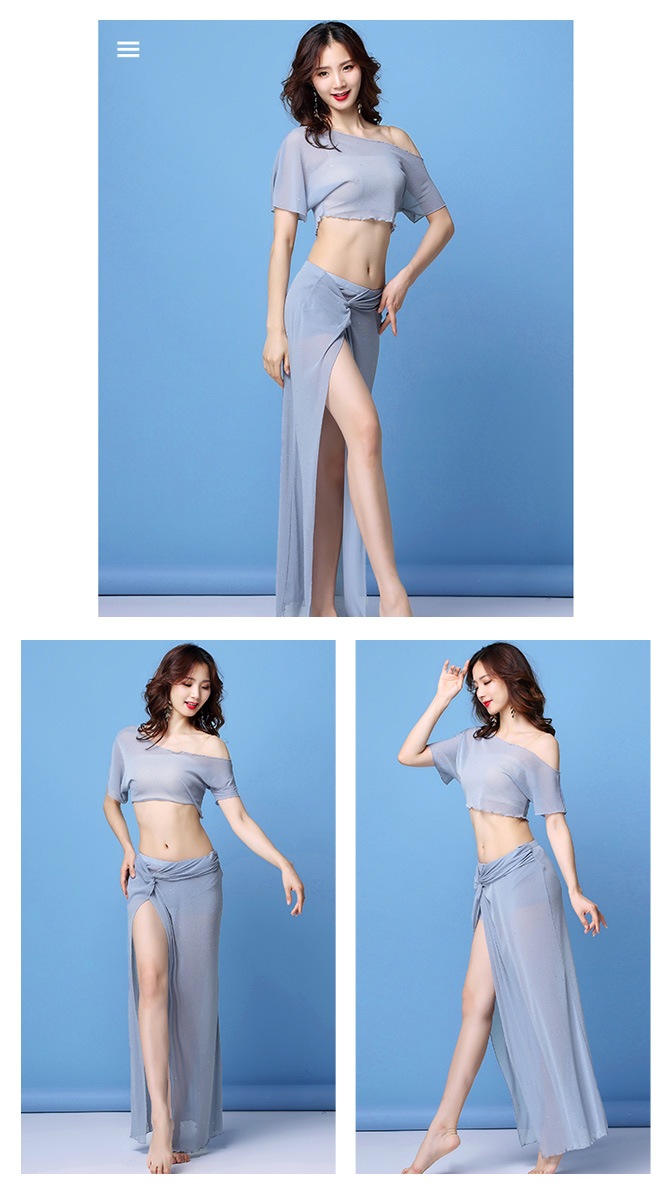 ベリーダンス 社交ダンス ラテン 5色 上下セット ラメ生地 レッスン着