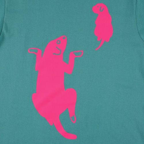 キュンチョメ | 野良犬を着る： Tシャツ(スティッチ ヘイジーグリーン )