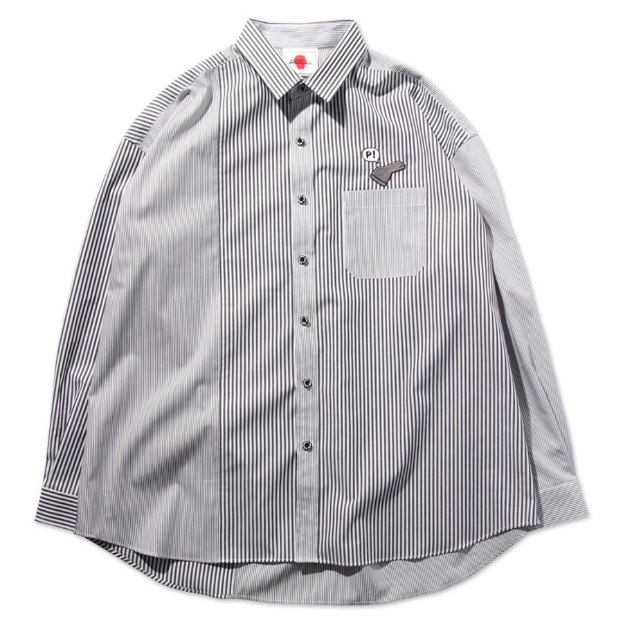 バーガンディ ストライプ シャツ ロゴデザインストライプシャツ - Vin - Vin｜YAMADAYA STORE