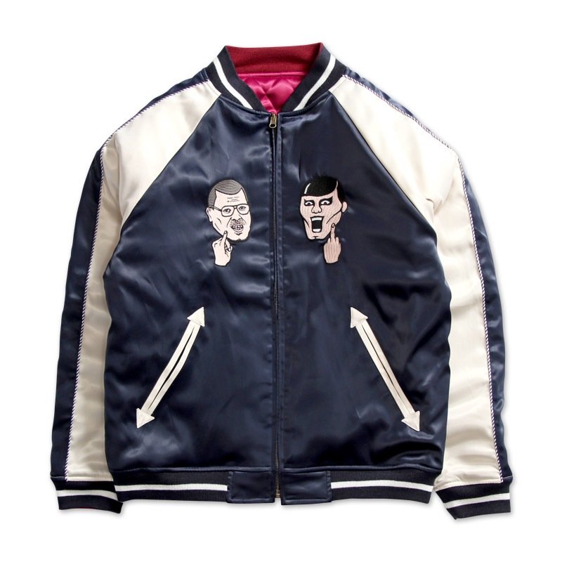 【XLサイズ】 くっきースカジャン 超くっきーランド 野性爆弾 ブラック チャコール グレー PUNKDRUNKERS パンクドランカーズ PDS black ［PDSx野性爆弾くっきー］ くっきースカジャン ⁄ NAVY-鷹の爪Online Store