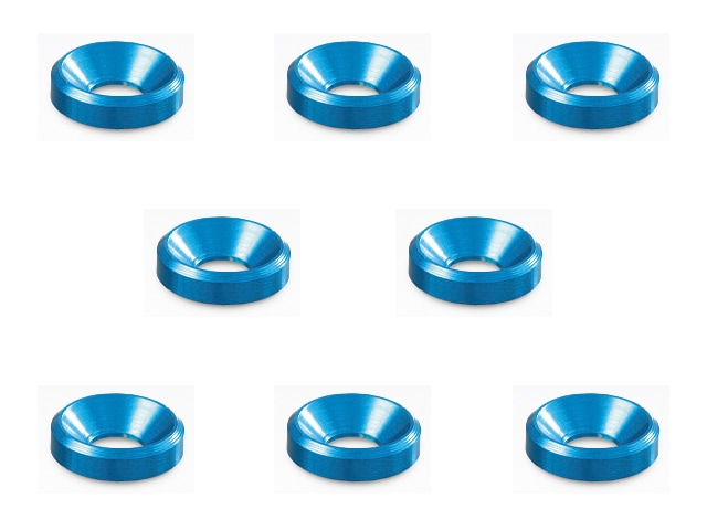����ߣ�4����å��㡼 ���ߥ�֥롼 8���� Aluminum M4 plate washer (TAMIYA Blue) 8pcs.