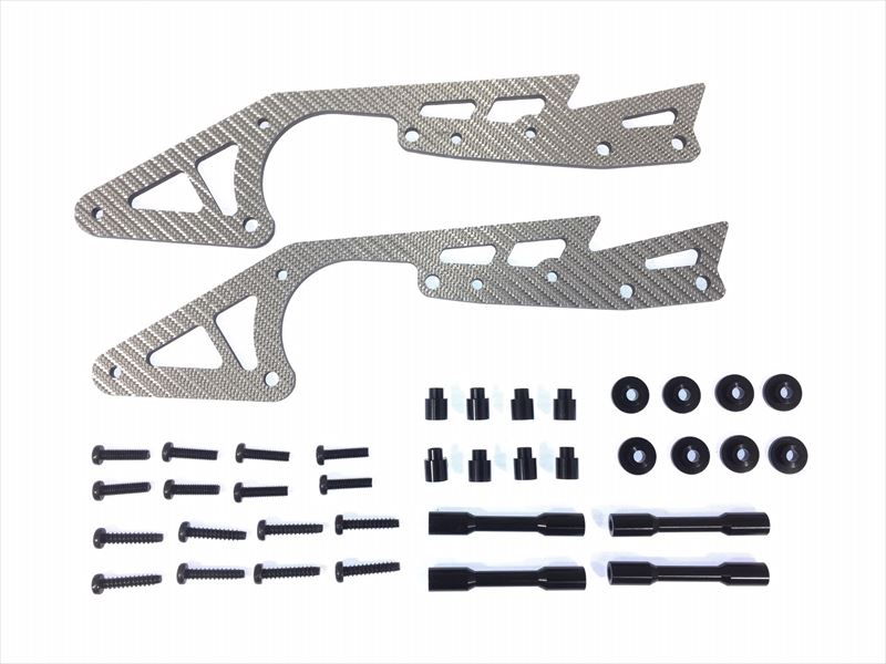 ����С������ܥ���󥰥��֥��㡼�� (���ߥ� �磻��ɥ����꡼2��)�֥�å� Silver Carbon Long Sub Chassis (for TAMIYA Wild Willy 2) black
