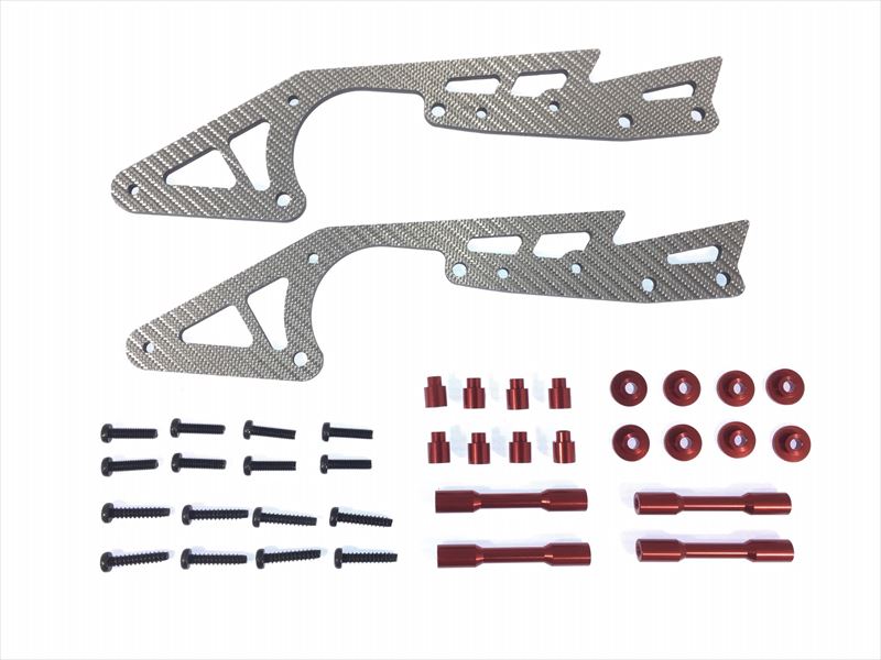����С������ܥ���󥰥��֥��㡼�� (���ߥ� �磻��ɥ����꡼2��)��å� Silver Carbon Long Sub Chassis (for TAMIYA Wild Willy 2) red