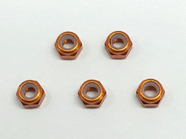 ߥʥʥåȡ3mm ()5 Aluminum nylon nut 3mm orange 5 pcs.