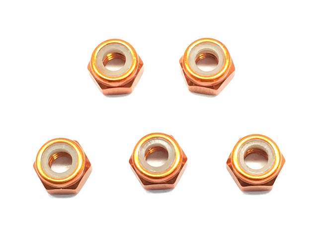 ����ߥʥ�����ʥåȡ�4mm (�����)��5���� Aluminum nylon nut 4mm orange 5 pcs.