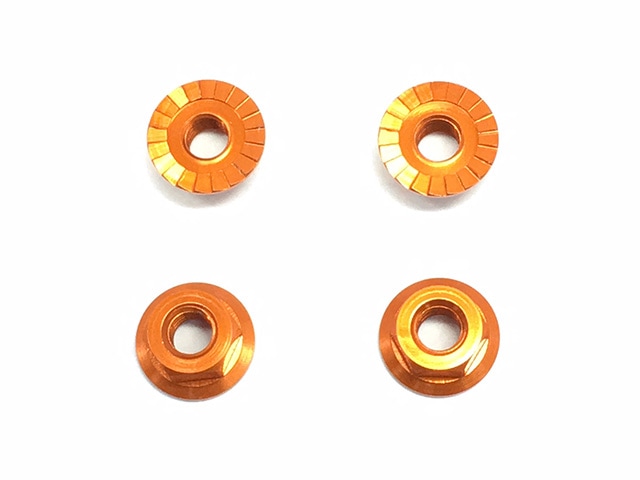 ����ߥ��졼�ȥʥå� M4 ����� 4���� Aluminum cerate nut M4 orange 4 pcs.