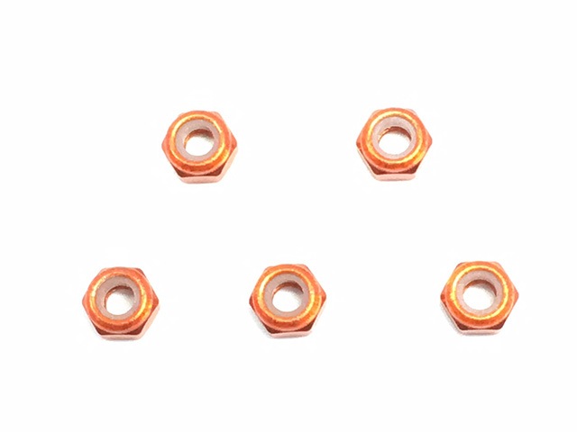 ����������ʥ�����ʥå� M3 ����� 5���� Aluminum thin nylon nut 3mm orange 5 pcs.