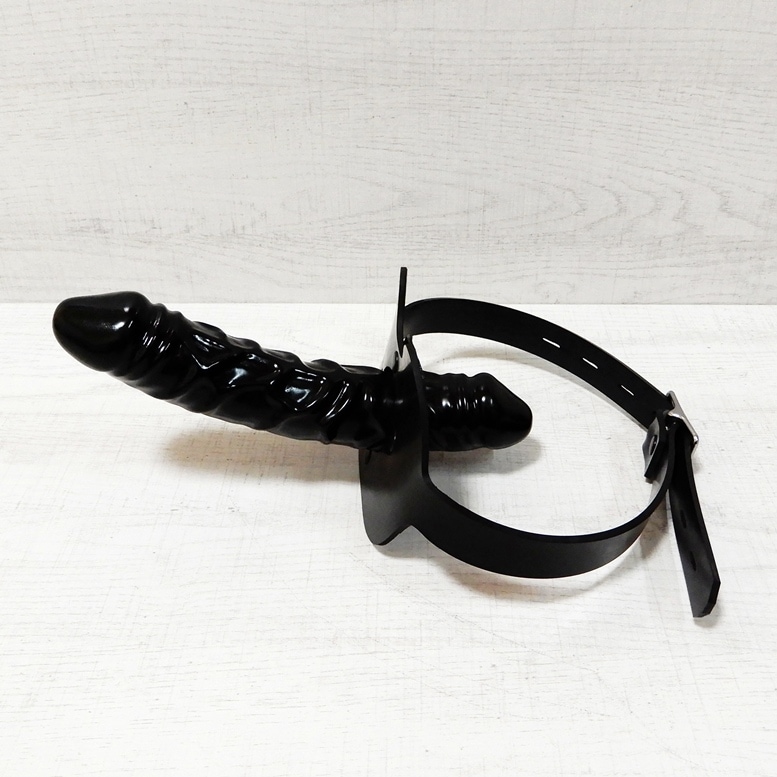 ��Bizarre-Rubber-Shop��Dildo Harness with Solid Gag[Black]