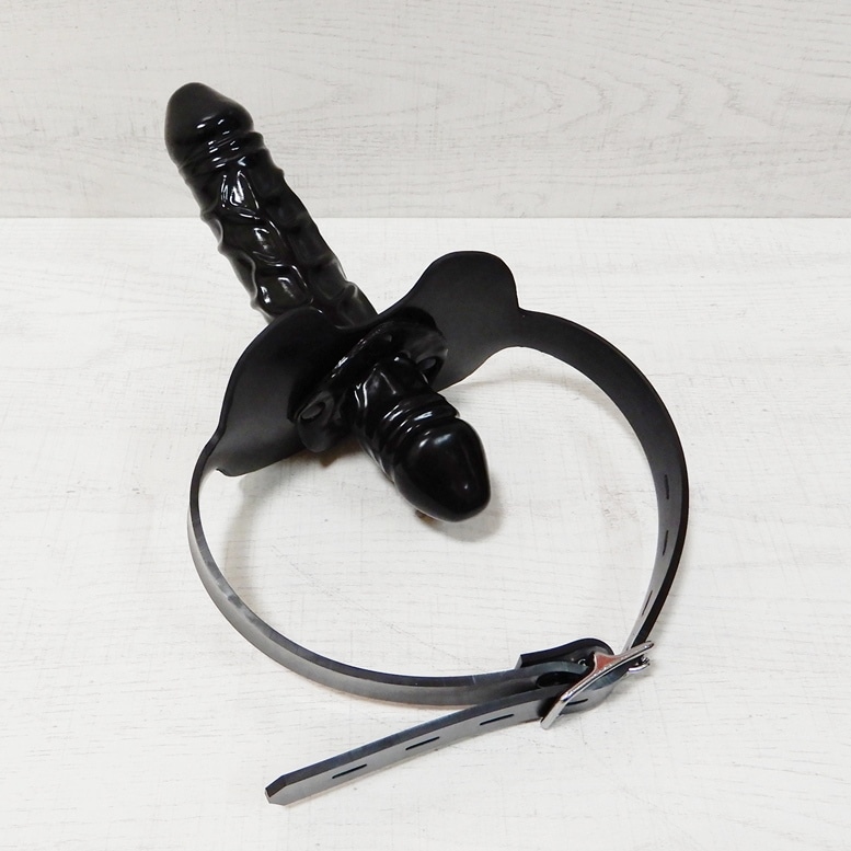 ��Bizarre-Rubber-Shop��Dildo Harness with Solid Gag[Black]