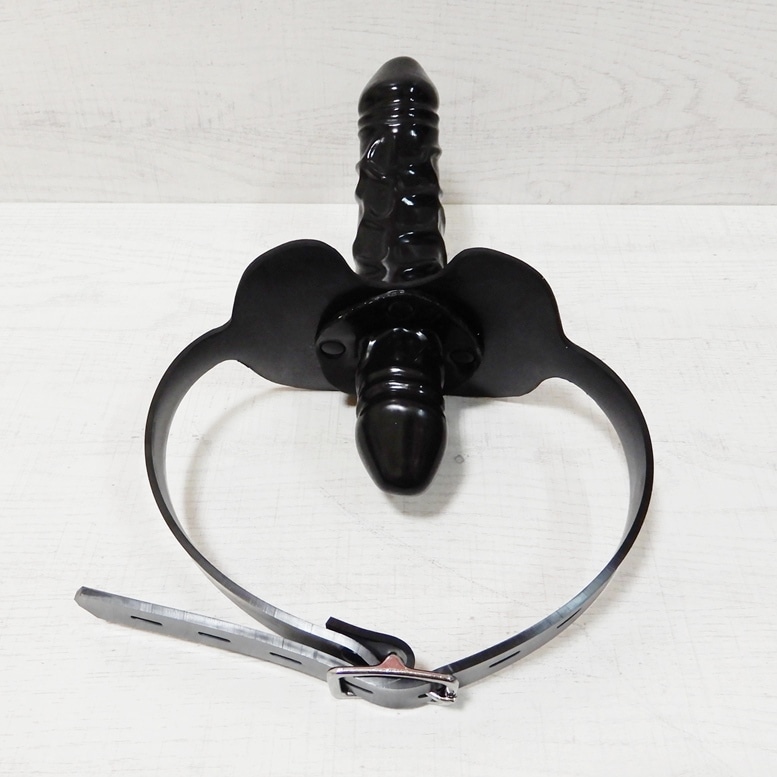 ��Bizarre-Rubber-Shop��Dildo Harness with Solid Gag[Black]