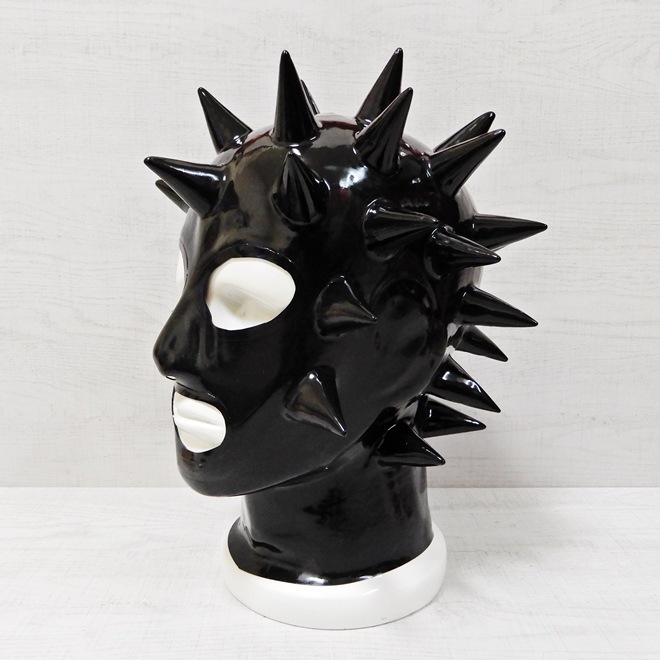 ��Latexa��Spiked Hood[BLACK][One Size]